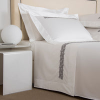 Bed linen set 4 pcs Basket Weave embroidery in cotton - Milk & slate grey