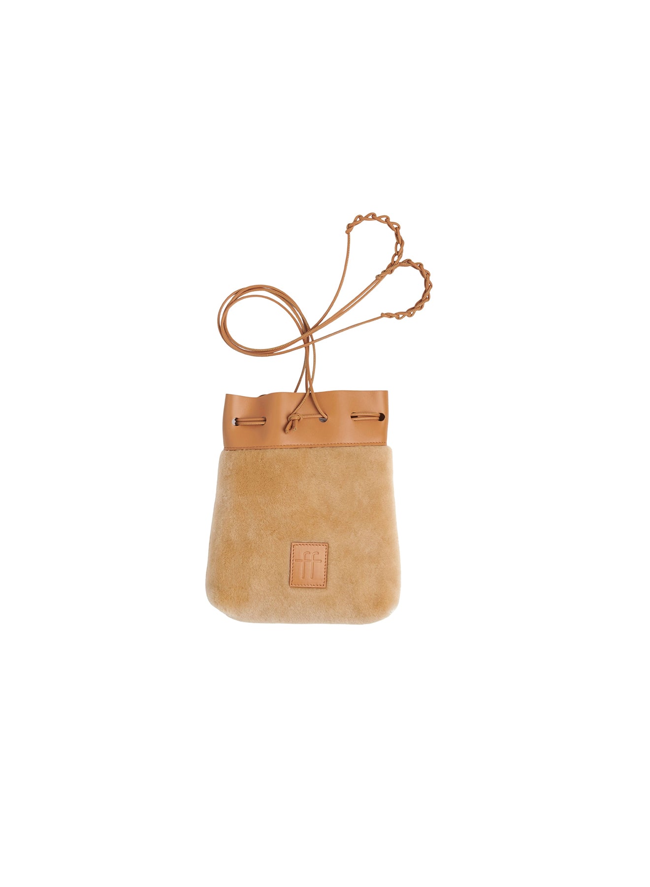 Petit sac seau plat en cuir - Cream