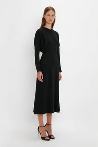 Dolman Midi Dress - Black-Aw20P