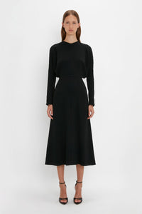 Dolman Midi Dress - Black-Aw20P