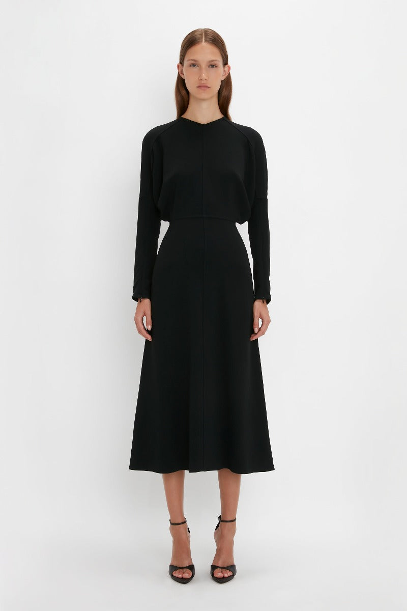 Dolman Midi Dress - Black-Aw20P