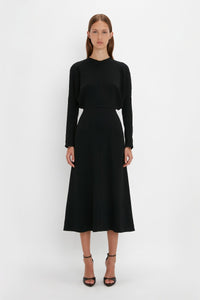 Dolman Midi Dress - Black-Aw20P