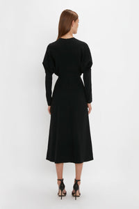 Dolman Midi Dress - Black-Aw20P