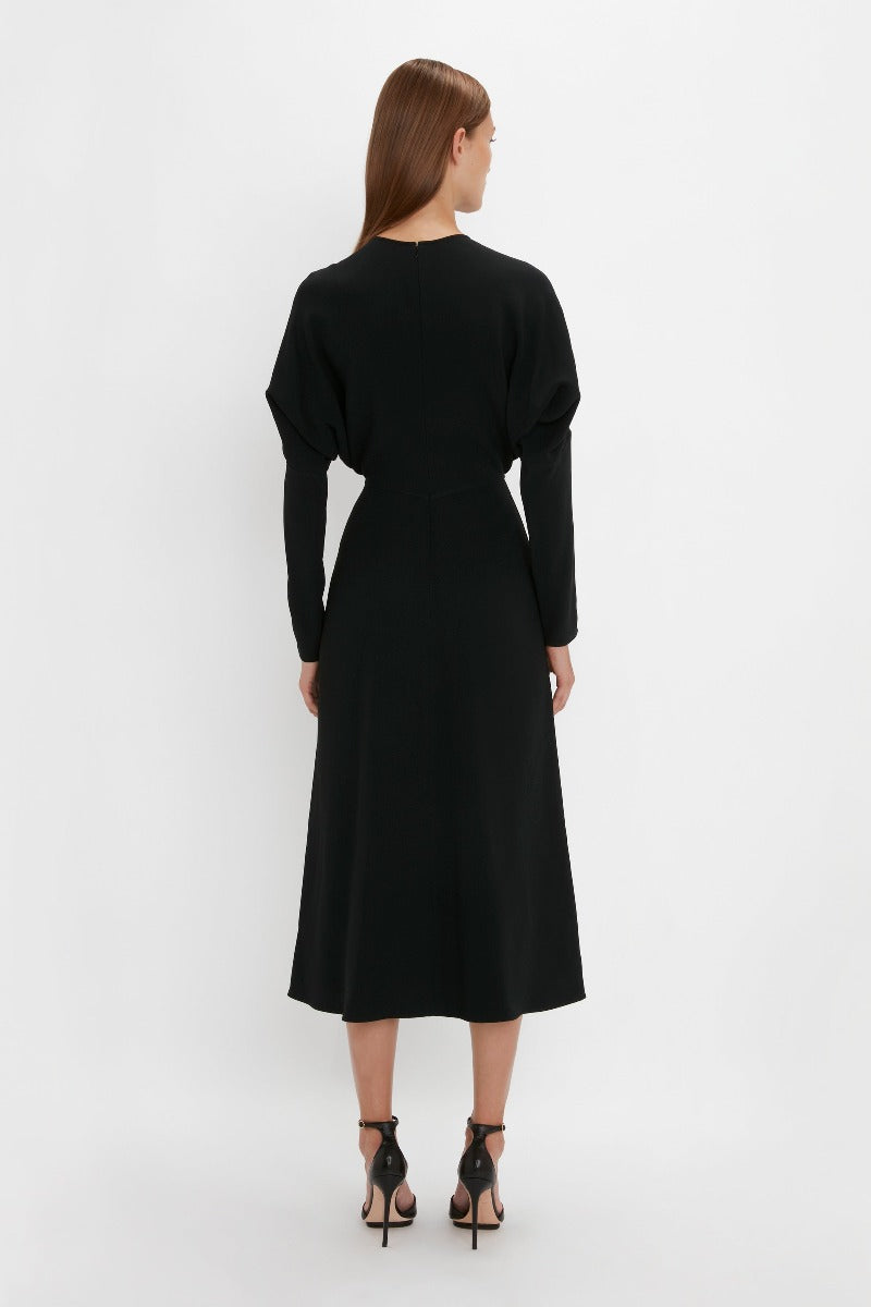 Dolman Midi Dress - Black-Aw20P