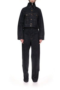 Cropped Denim Jacket - Dark Indigo Rinse
