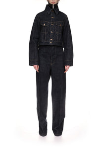 Cropped Denim Jacket - Dark Indigo Rinse