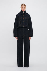 Cropped Denim Jacket - Dark Indigo Rinse