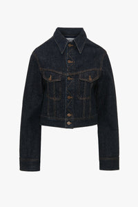 Cropped Denim Jacket - Dark Indigo Rinse