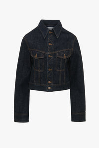 Cropped Denim Jacket - Dark Indigo Rinse