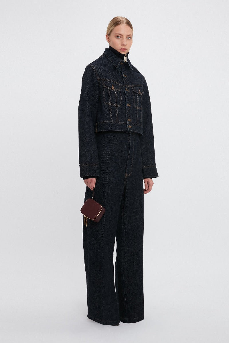 Cropped Denim Jacket - Dark Indigo Rinse