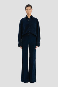Shoulder Detail Slim Shirt - Indigo Garment Dye