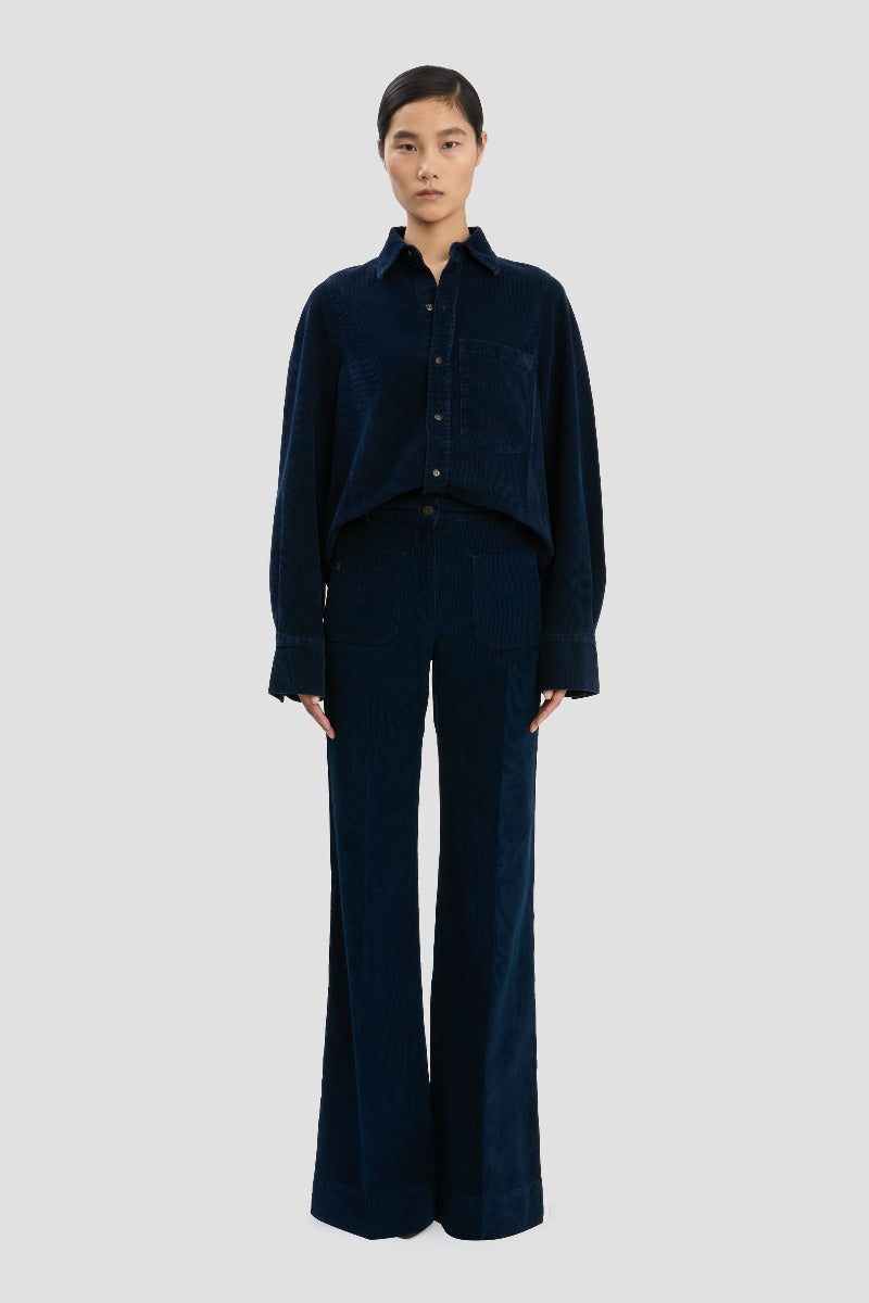 Shoulder Detail Slim Shirt - Indigo Garment Dye