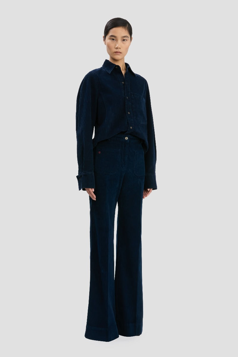 Shoulder Detail Slim Shirt - Indigo Garment Dye