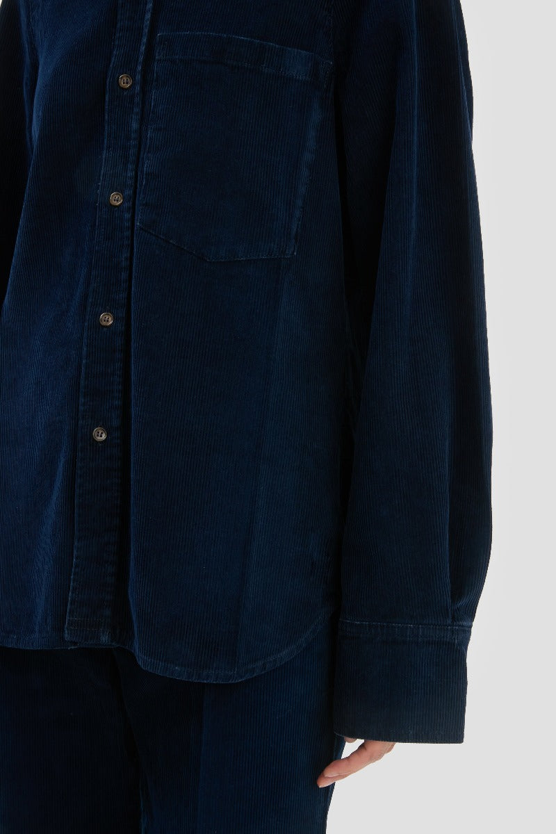 Shoulder Detail Slim Shirt - Indigo Garment Dye
