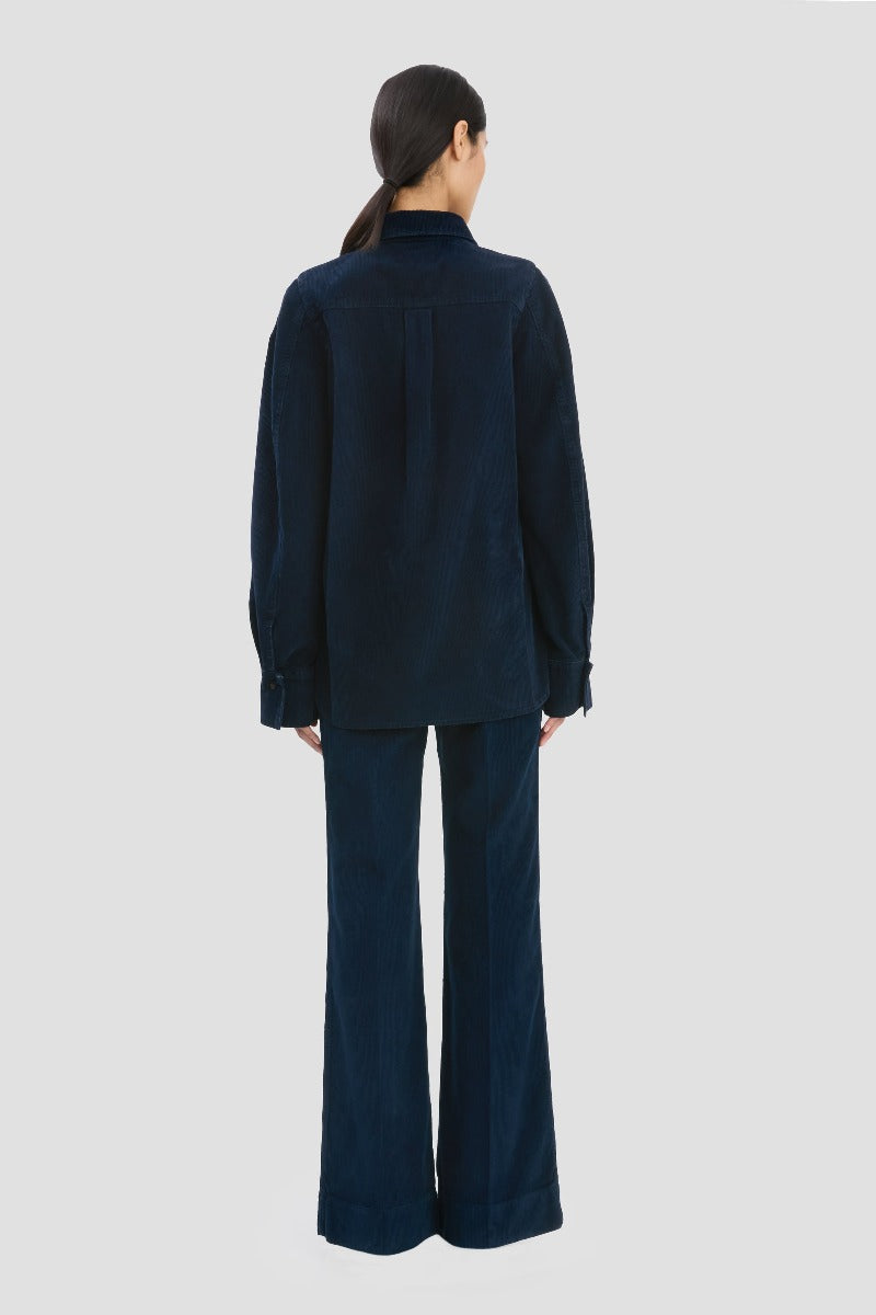 Shoulder Detail Slim Shirt - Indigo Garment Dye