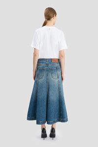 Panelled Kick Detial Skirt - Classic Blue Wash