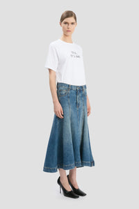 Panelled Kick Detial Skirt - Classic Blue Wash