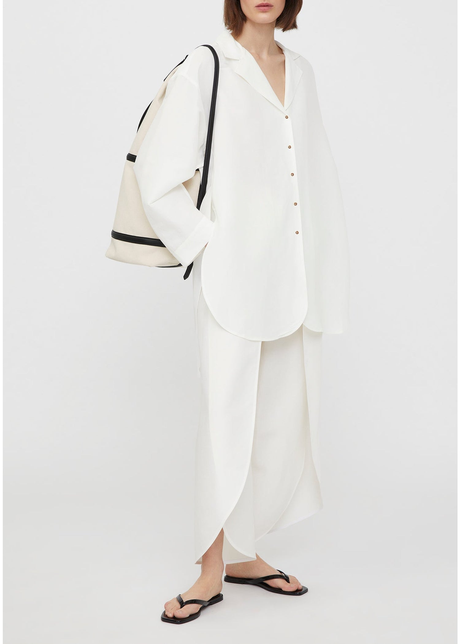 Chemise longue en lin mélangé - Tofu