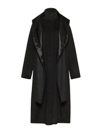 Manteau à capuche en laine - Noir