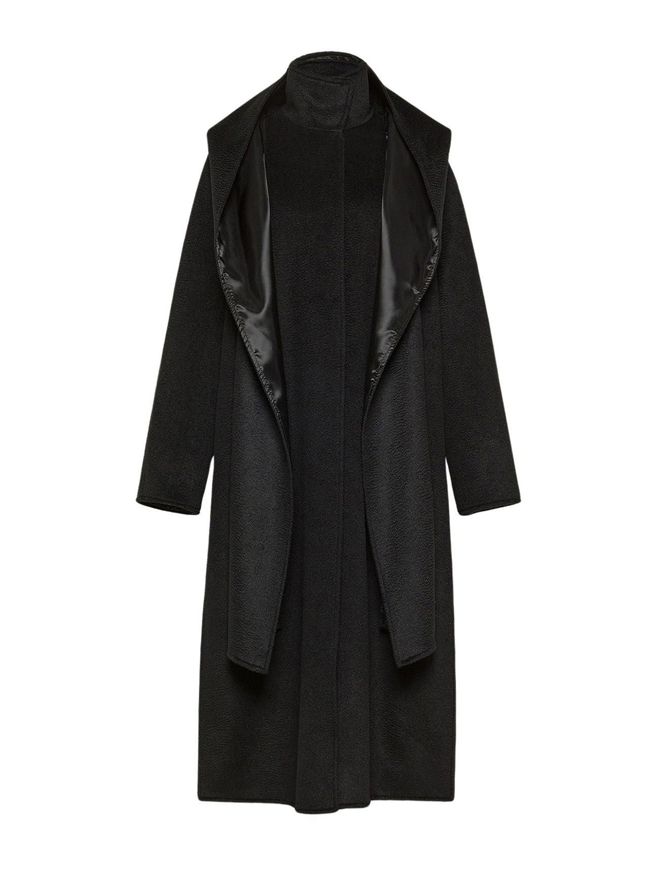 Manteau à capuche en laine - Noir