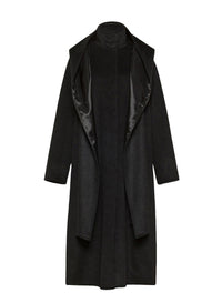 Manteau à capuche en laine - Noir
