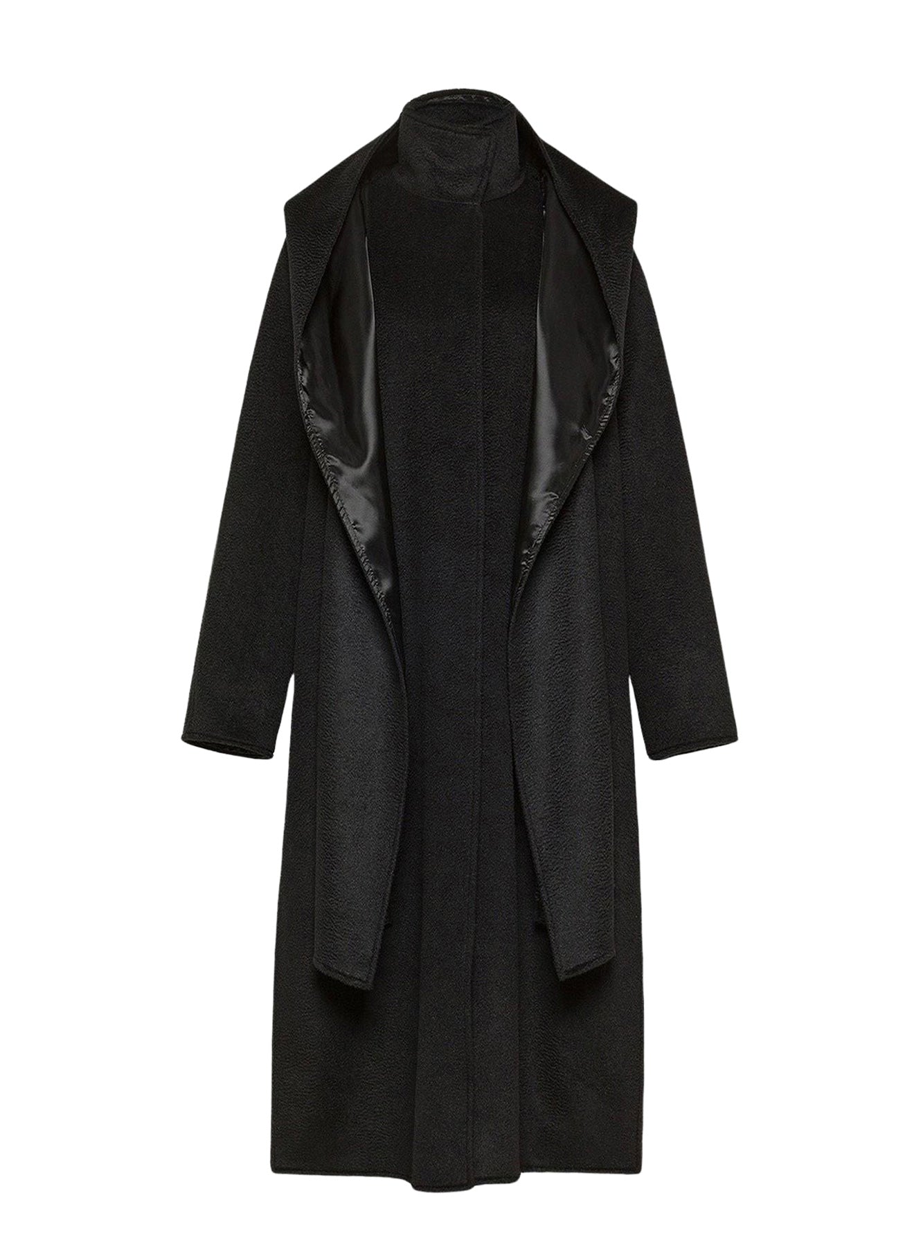 Manteau à capuche en laine - Noir