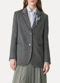 Veste oversize en laine - Grigio Melange