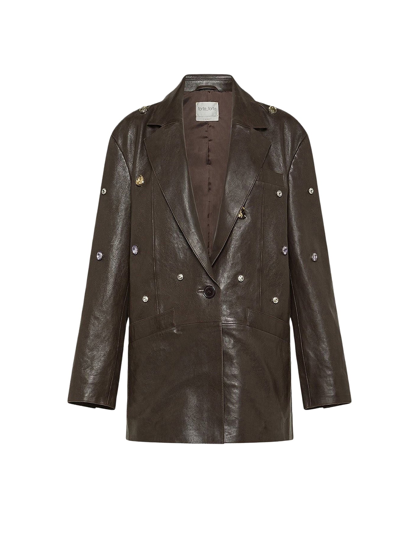 Manteau caban en cuir - Chocolat Noir