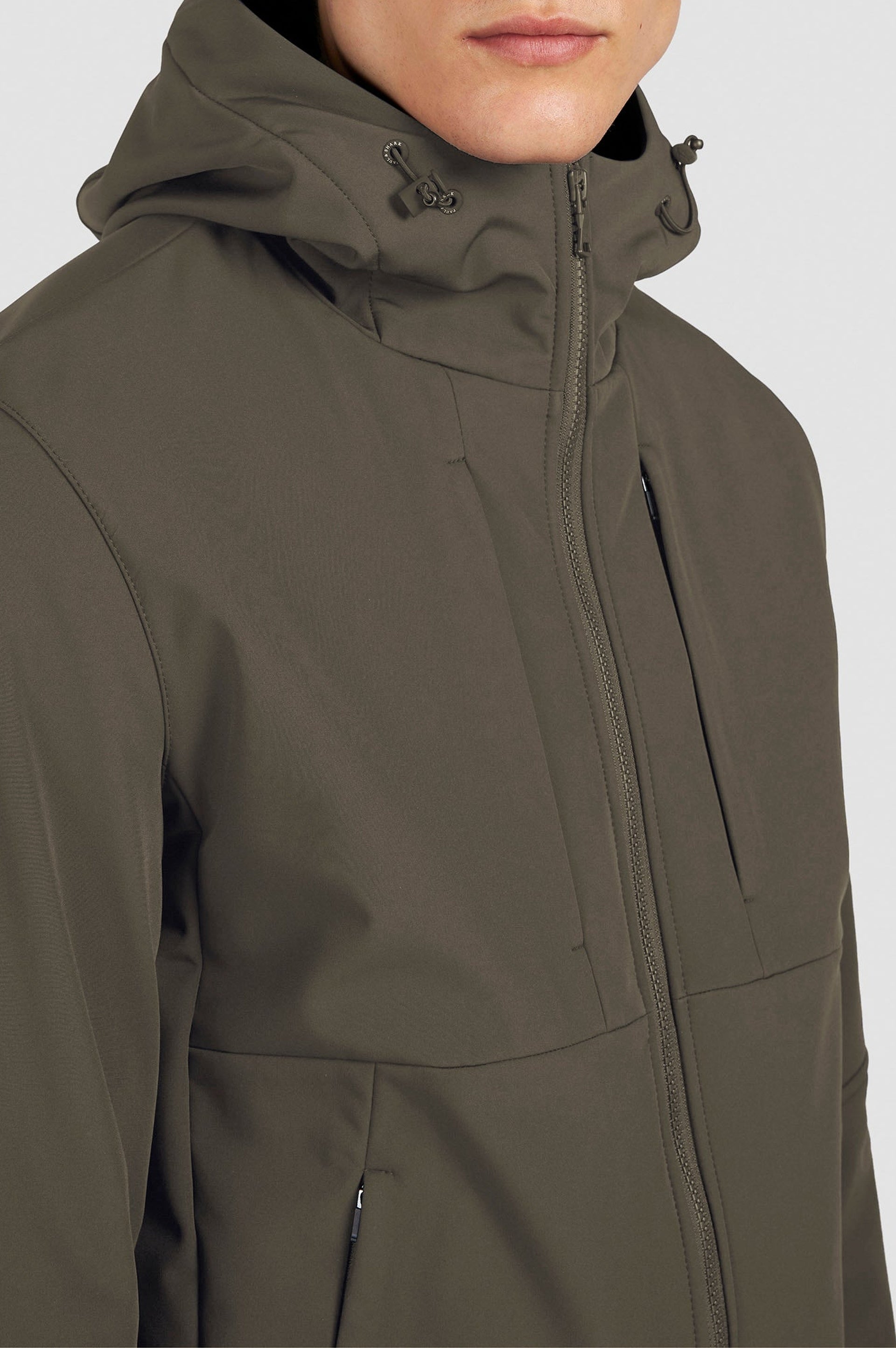 Veste à capuche à poches multiples - Vert mousse