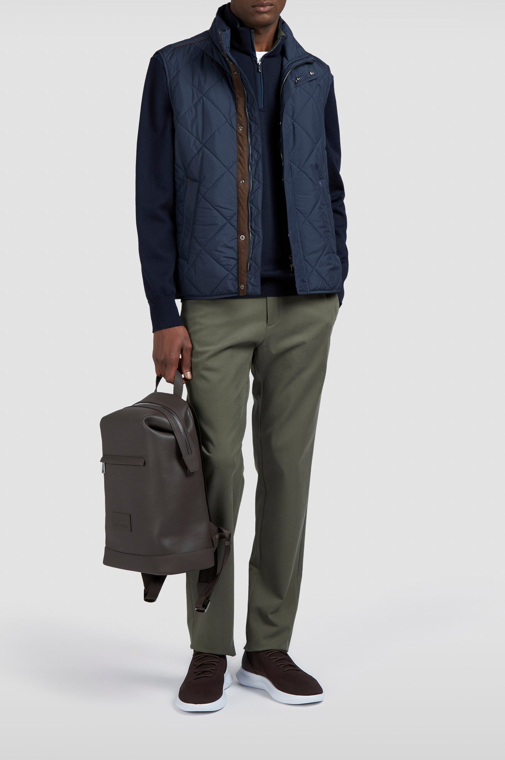 Sleeveless quilted waistcoat - Blue chequered