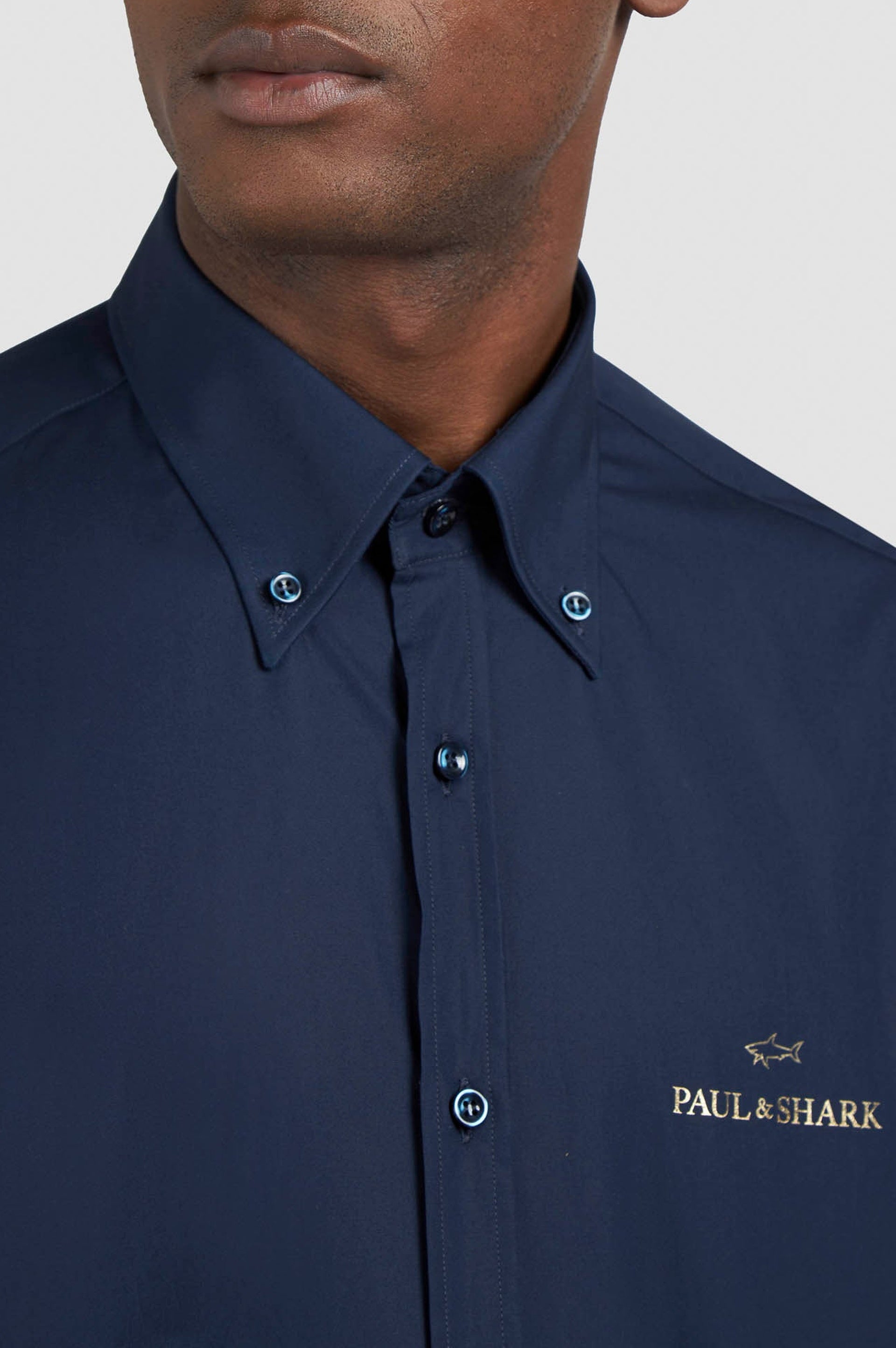 Shirt with embroidered logo - Blue chequered