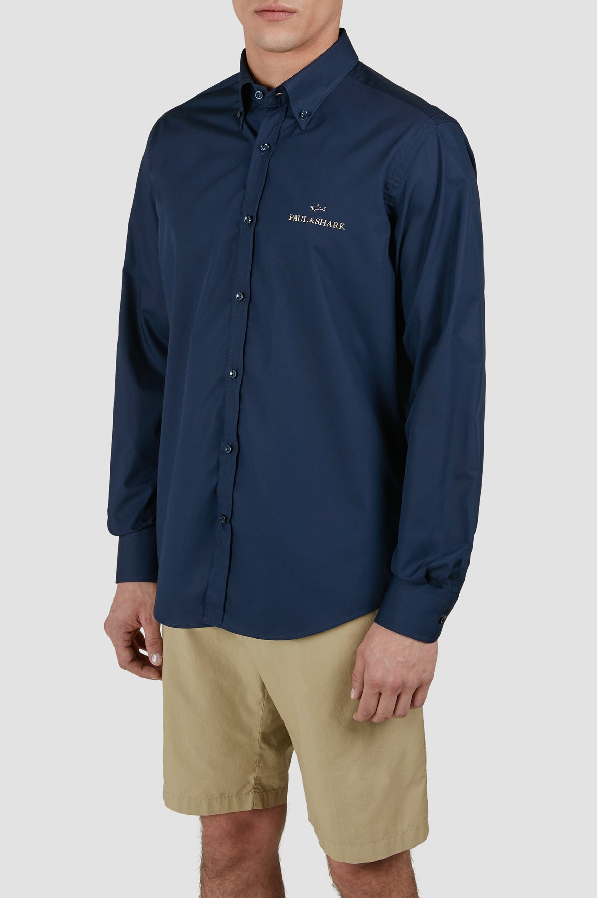 Shirt with embroidered logo - Blue chequered