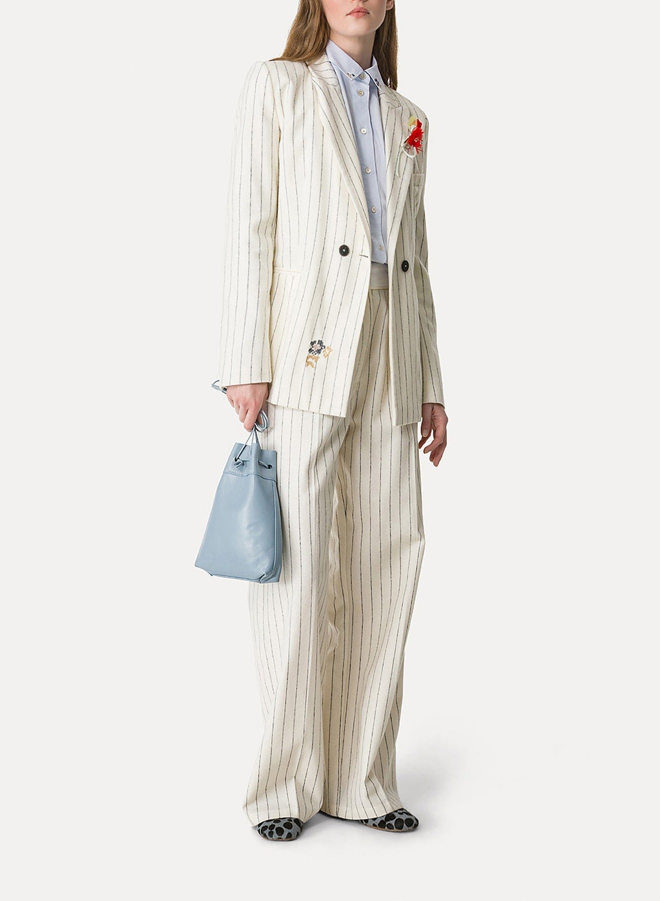 Pantalon avec broderie En Fleur en laine - Neve