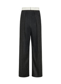 Pantalon avec broderie En Fleur en laine - Noir