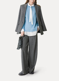 Blazer boutonné en laine - Grigio Melange