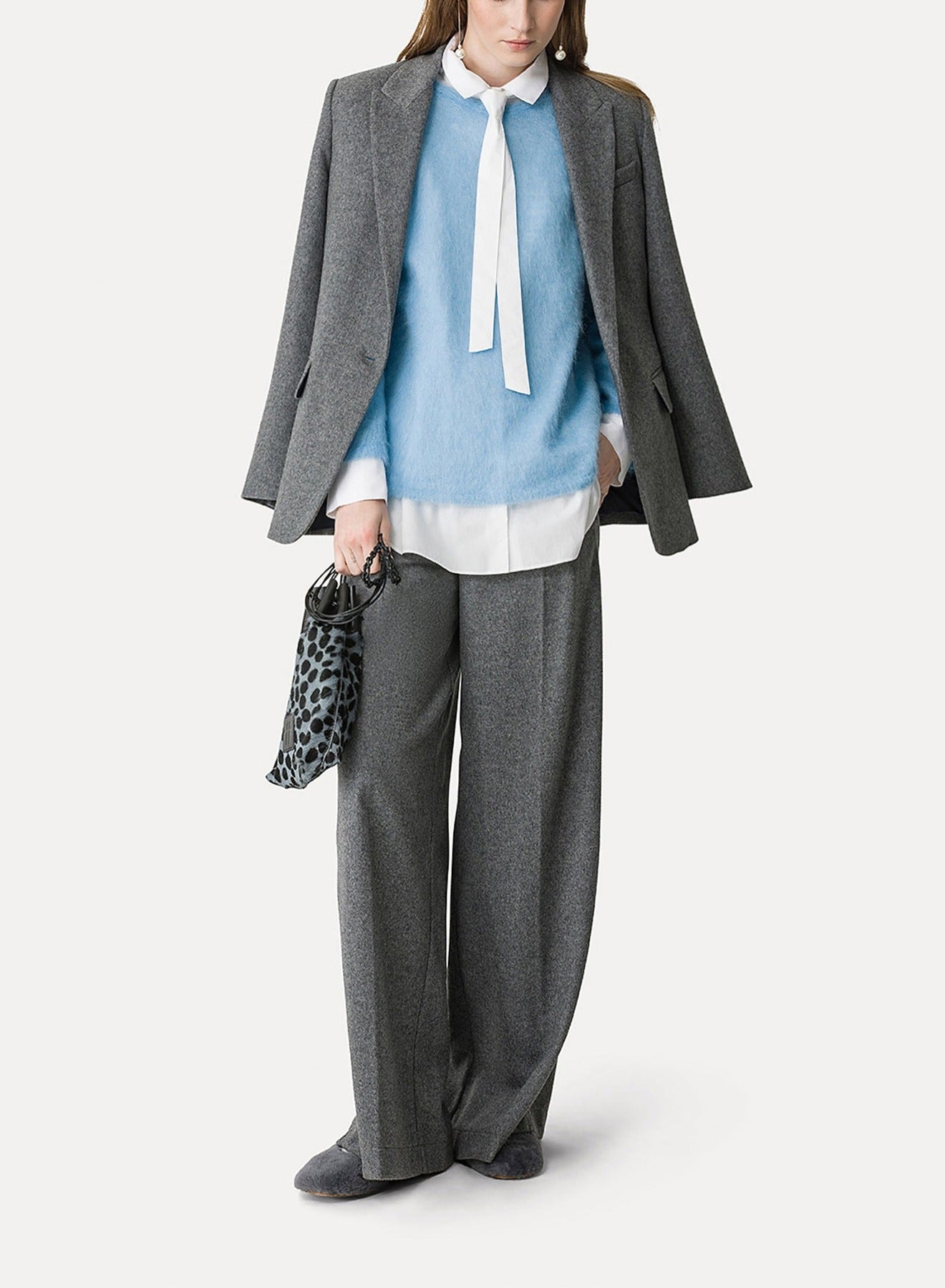 Blazer boutonné en laine - Grigio Melange