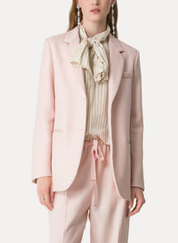 Veste en laine vierge à chevrons - Rose