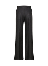 Pantalon palazzo en laine à chevrons - Noir