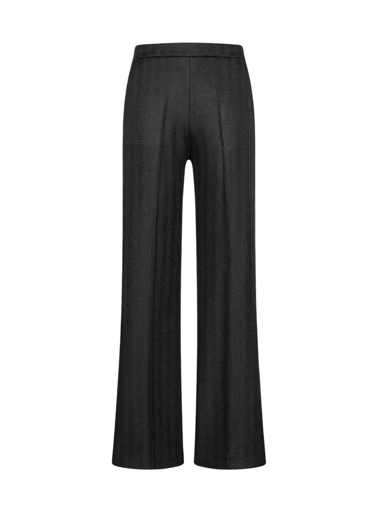 Pantalon palazzo en laine à chevrons - Noir