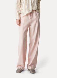 Pantalon en laine à motif chevrons - Rose