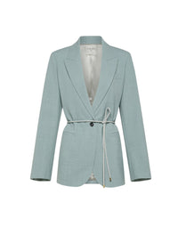 Veste à ceinture en toile mélangée de laine - Plume