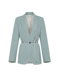 Veste à ceinture en toile mélangée de laine - Plume