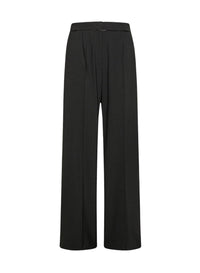 Pantalon taille haute en toile mélangée de laine - Noir