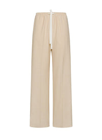 Pantalon à cordon de serrage en toile mélangée de laine - Honey