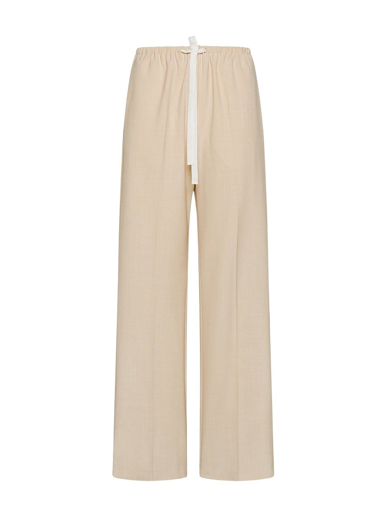 Pantalon à cordon de serrage en toile mélangée de laine - Honey