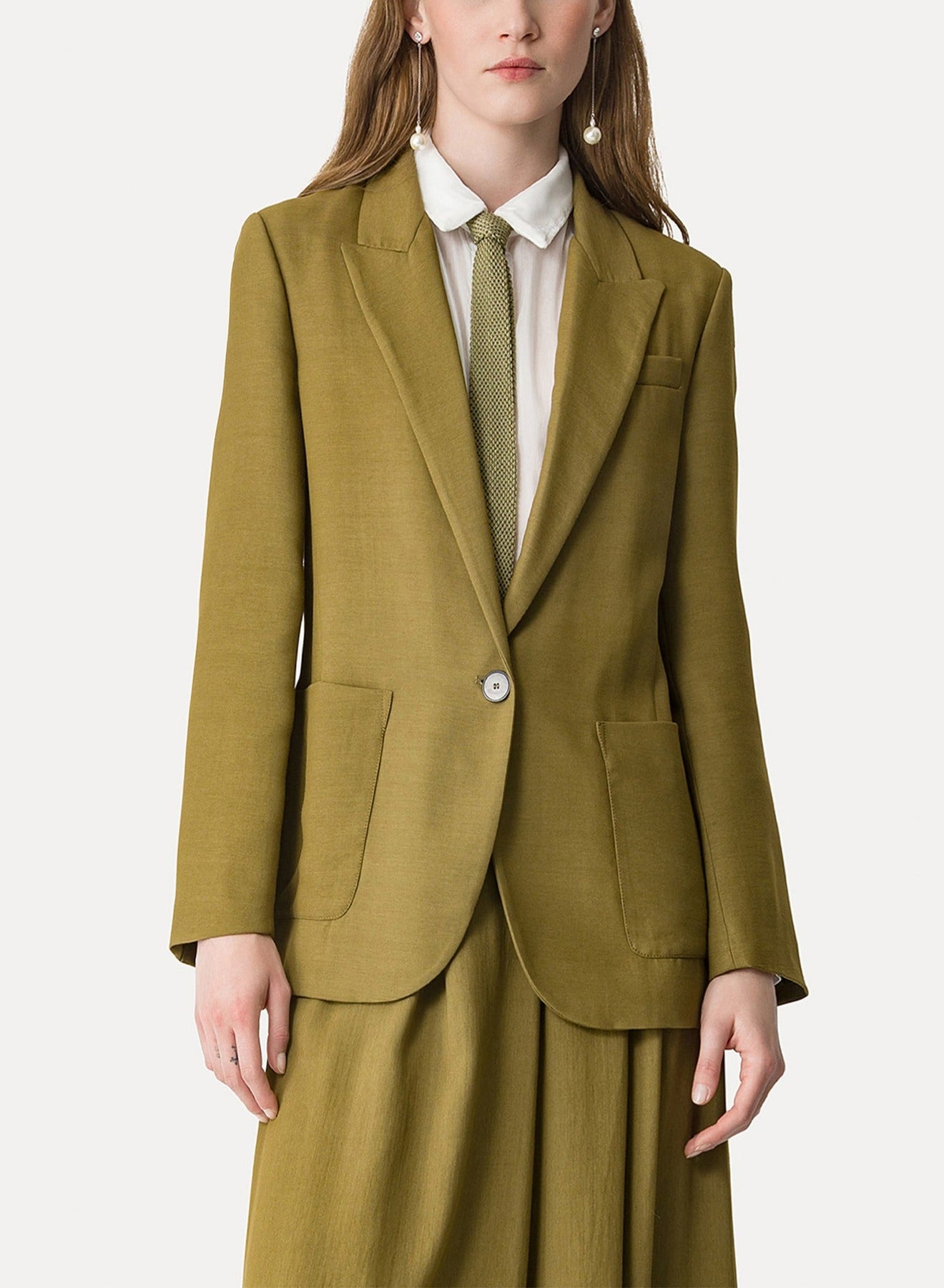 Veste en toile fluide avec ceinture - Khaki