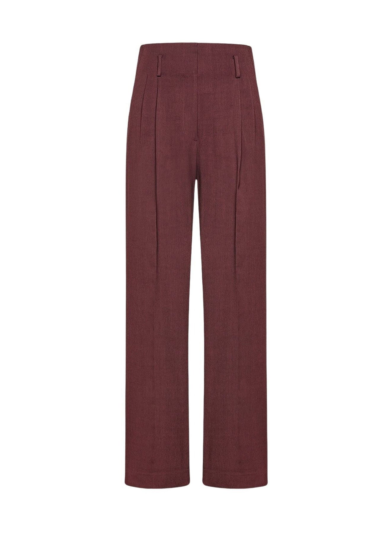 Pantalon taille haute en toile fluide - Bordeaux