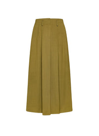 Jupe midi en toile fluide - Khaki