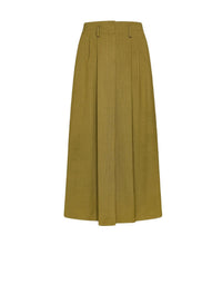 Jupe midi en toile fluide - Khaki