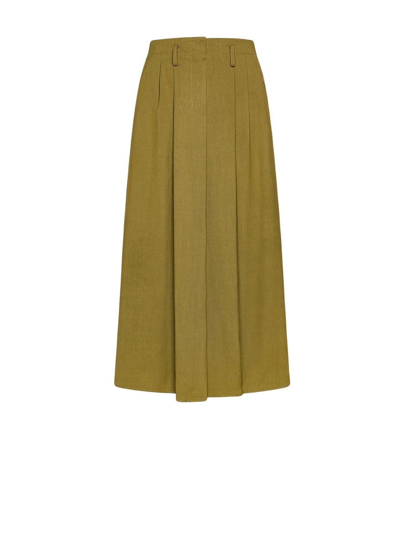 Jupe midi en toile fluide - Khaki